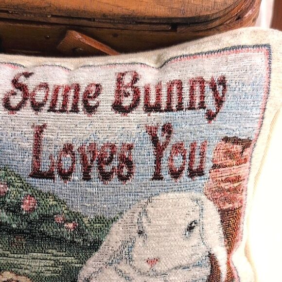 Some Bunny Loves You Decorative Tapestry Accent Pillow - Picture 5 of 7